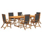 vidaXL Ensemble à manger de jardin 7Pièces bois d'acacia solide textilène