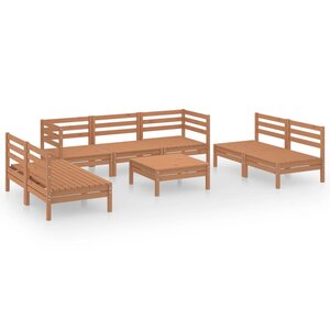vidaXL Salon de jardin 8 Pièces Marron miel Bois de pin massif