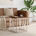 vidaXL Table basse argenté acier inoxydable/bois massif récupération