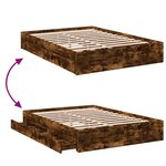 vidaXL Cadre de lit à tiroirs chêne fumé 135x190 cm bois d'ingénierie