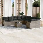 vidaXL Salon de jardin avec coussins 10 Pièces gris résine tressée