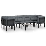vidaXL Salon de jardin 8 Pièces noir et gris résine tressée