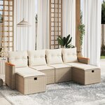 vidaXL Salon de jardin avec coussins 6 Pièces beige résine tressée