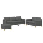 vidaXL Ensemble de canapés 3 Pièces avec coussins Gris foncé Tissu