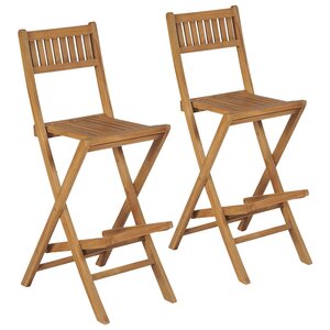 vidaXL Tabourets pliables de bar d'extérieur lot de 2 bois teck solide