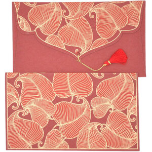 PAPERTREE NATURE Lot de 5 Enveloppes cadeau 19X10 cm Rouge/Or