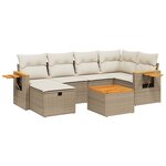 vidaXL Salon de jardin avec coussins 7 Pièces beige résine tressée
