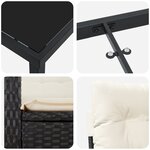 vidaXL Ensemble de Salle à Manger de Jardin en 3 Pièces avec Coussins Noir Poly Rattan