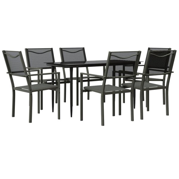 vidaXL Ensemble à manger de jardin 7 Pièces noir textilène et acier