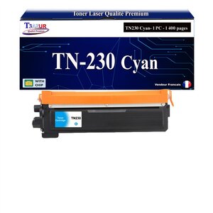 T3AZUR - Toner compatible avec Brother DCP-9010 DCP-9010CN TN-230 Cyan - 1 400 pages - T3AZUR