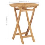vidaXL Table pliable de jardin Ø 60 cm Bois de teck solide