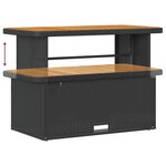 Ensemble de Canapé de Jardin 9 Pièces avec Coussins Noir Rotin Poly Acacia