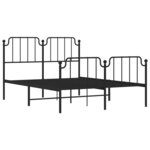 vidaXL Cadre de lit métal avec tête de lit/pied de lit noir 140x190 cm