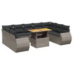 vidaXL Salon de jardin avec coussins 10 Pièces gris résine tressée