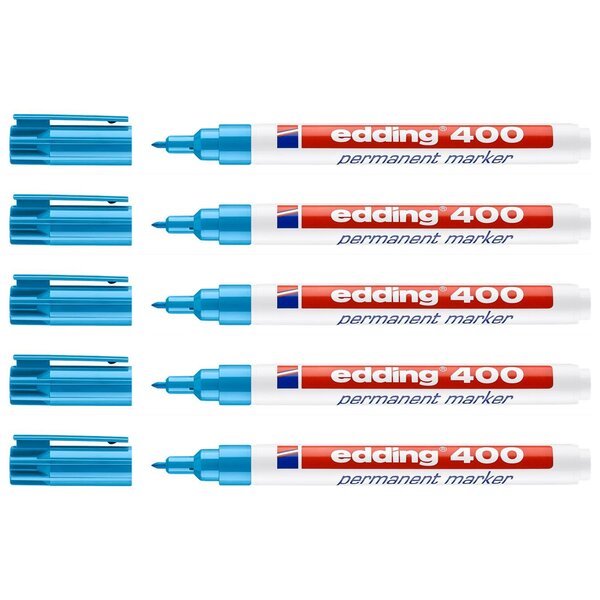 Marqueur Permanent 400 Bleu Clair Pointe Fine 1 mm x 5 EDDING
