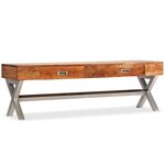vidaXL Meuble TV avec tiroirs bois d’acacia massif 140 cm