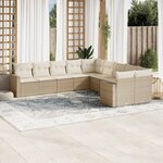 vidaXL Salon de jardin avec coussins 10 Pièces beige résine tressée