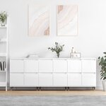 vidaXL Buffets 3 Pièces blanc brillant bois d'ingénierie