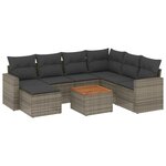 vidaXL Salon de jardin 8 Pièces avec coussins gris résine tressée