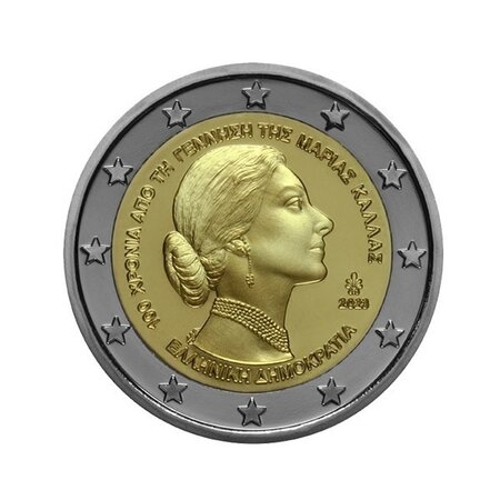 Pièce de monnaie 2 euro commémorative Grèce 2023 BE – Maria Callas