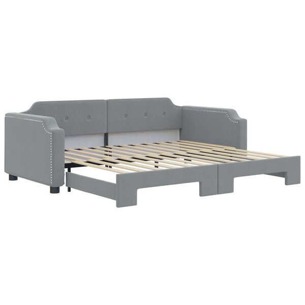 vidaXL Lit de jour avec lit gigogne gris clair 90x200 cm tissu