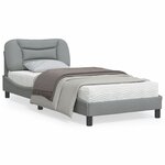 vidaXL Cadre de lit avec lumières LED gris clair 90x190 cm tissu