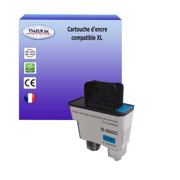 T3AZUR- Cartouche compatible avec Brother LC900 Cyan pour Brother MFC-210C  MFC-215C  MFC-3240C  MFC-3340CN