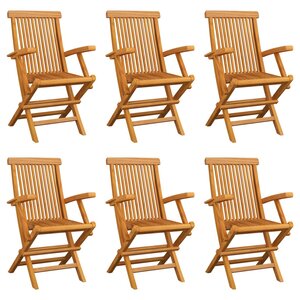 vidaXL Chaises pliables de jardin lot de 6 Bois de teck solide