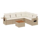 vidaXL Salon de jardin avec coussins 7 Pièces beige résine tressée