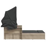 vidaXL Chaise longue double avec auvent et coussins gris clair rotin