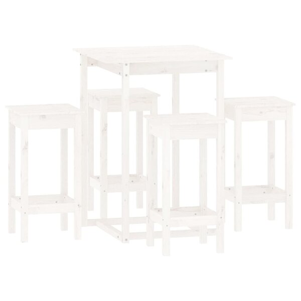 vidaXL Ensemble de bar 5 Pièces Blanc Bois de pin massif