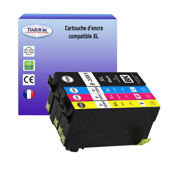 4 Cartouches Compatibles pour Epson WorkForce Pro WF4720DWF WF4725DWF WF4730DTWF WF4735DTWF WF4740DTWF remplace Epson T35XL- T3AZUR