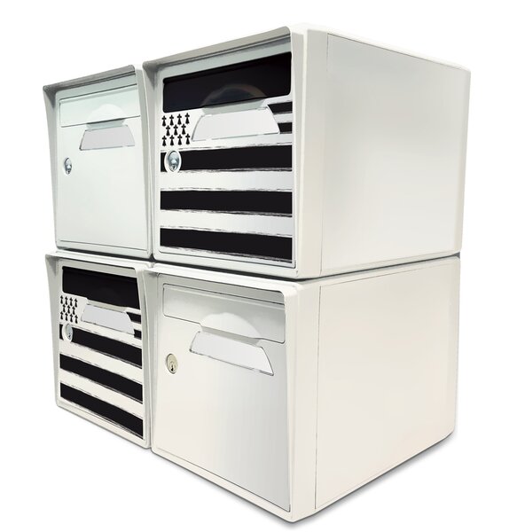 Pack de 4 boîtes aux lettres 1 porte - 2x "Breizh" - 2x "Blanc ivoire"