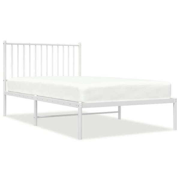 vidaXL Cadre de lit métal avec tête de lit blanc 100x190 cm