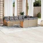 vidaXL Salon de jardin 11 Pièces avec coussins beige résine tressée