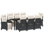 vidaXL Set de jardin de 9 pièces en rotin noir