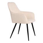 2 chaises de salle à manger en polyester bouclé blanc avec pieds noirs