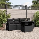 vidaXL Salon de jardin 5 Pièces avec coussins noir résine tressée