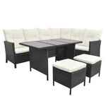 vidaXL Salon de jardin 4 Pièces avec coussins Résine tressée Noir