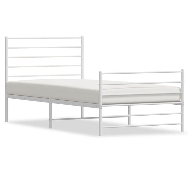 vidaXL Cadre de lit métal avec tête de lit/pied de lit blanc 90x190 cm