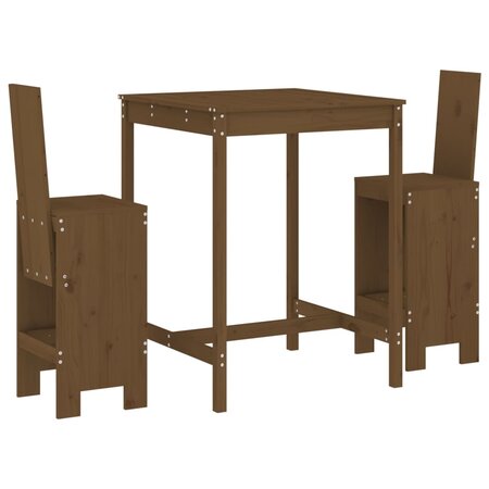 vidaXL Ensemble de bar de jardin 3 Pièces marron miel bois pin massif