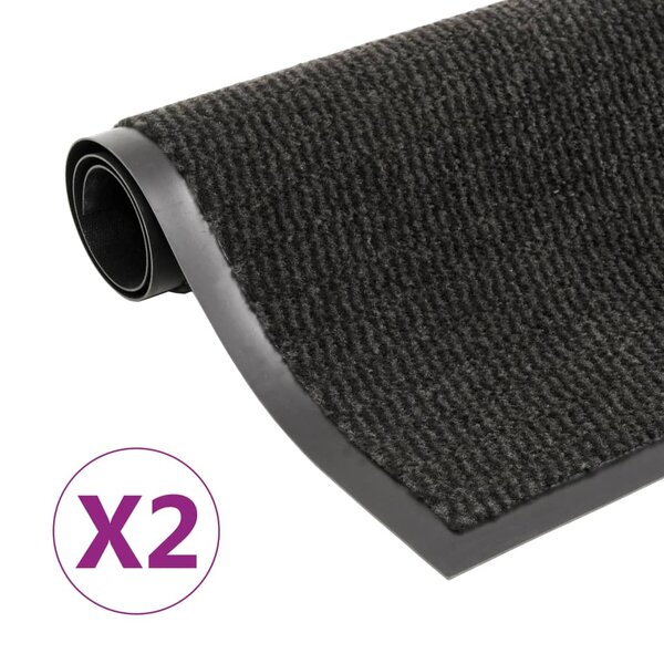 vidaXL Paillassons rectangulaires 2 Pièces 40 x 60 cm Noir