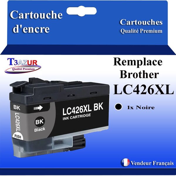 T3AZUR- Cartouche compatible avec Brother LC426 XL pour Brother MFC-J4540DW XL MFC-J4540DWT Noire