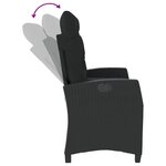 vidaXL Banc inclinable de jardin avec coussins noir résine tressée
