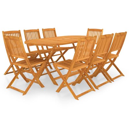 vidaXL Mobilier à dîner de jardin pliable 9 Pièces Bois d'acacia solide