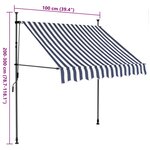 vidaXL Auvent manuel rétractable avec LED 100 cm Bleu et blanc