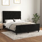 vidaXL Cadre de lit avec tête de lit Noir 140x190 cm Velours