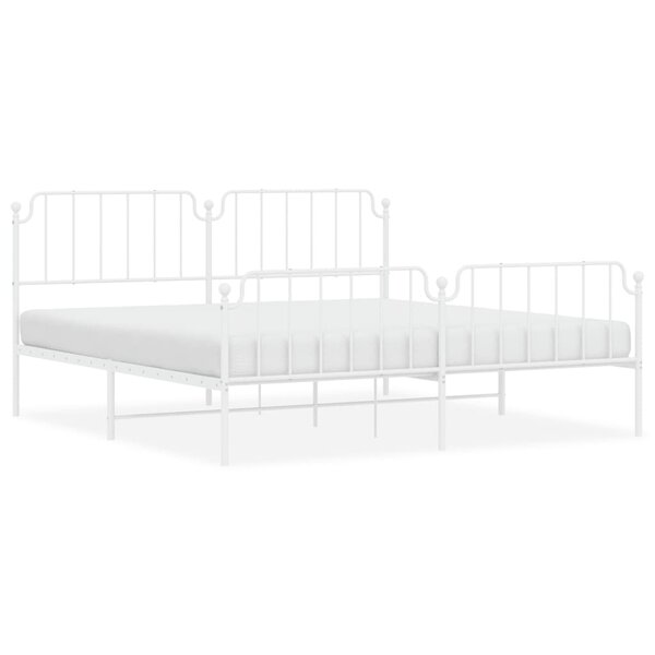 vidaXL Cadre de lit métal avec tête de lit/pied de lit blanc 193x203cm