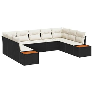 vidaXL Ensemble de canapé de jardin 5 Pièces Noir et Crème Polyrotin