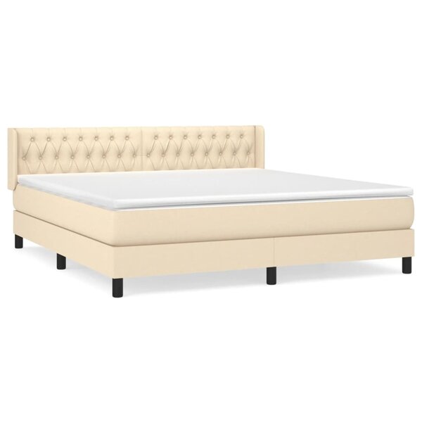vidaXL Sommier à lattes de lit avec matelas Crème 180x200 cm Tissu